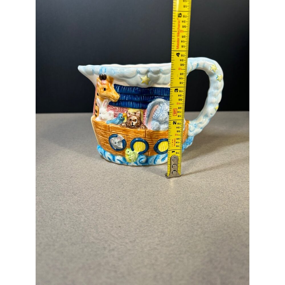 Vintage Noah’s Ark Creamer Pitcher Painted Animals Ceramic Decorative 4'' Tall - Picture 6 of 8